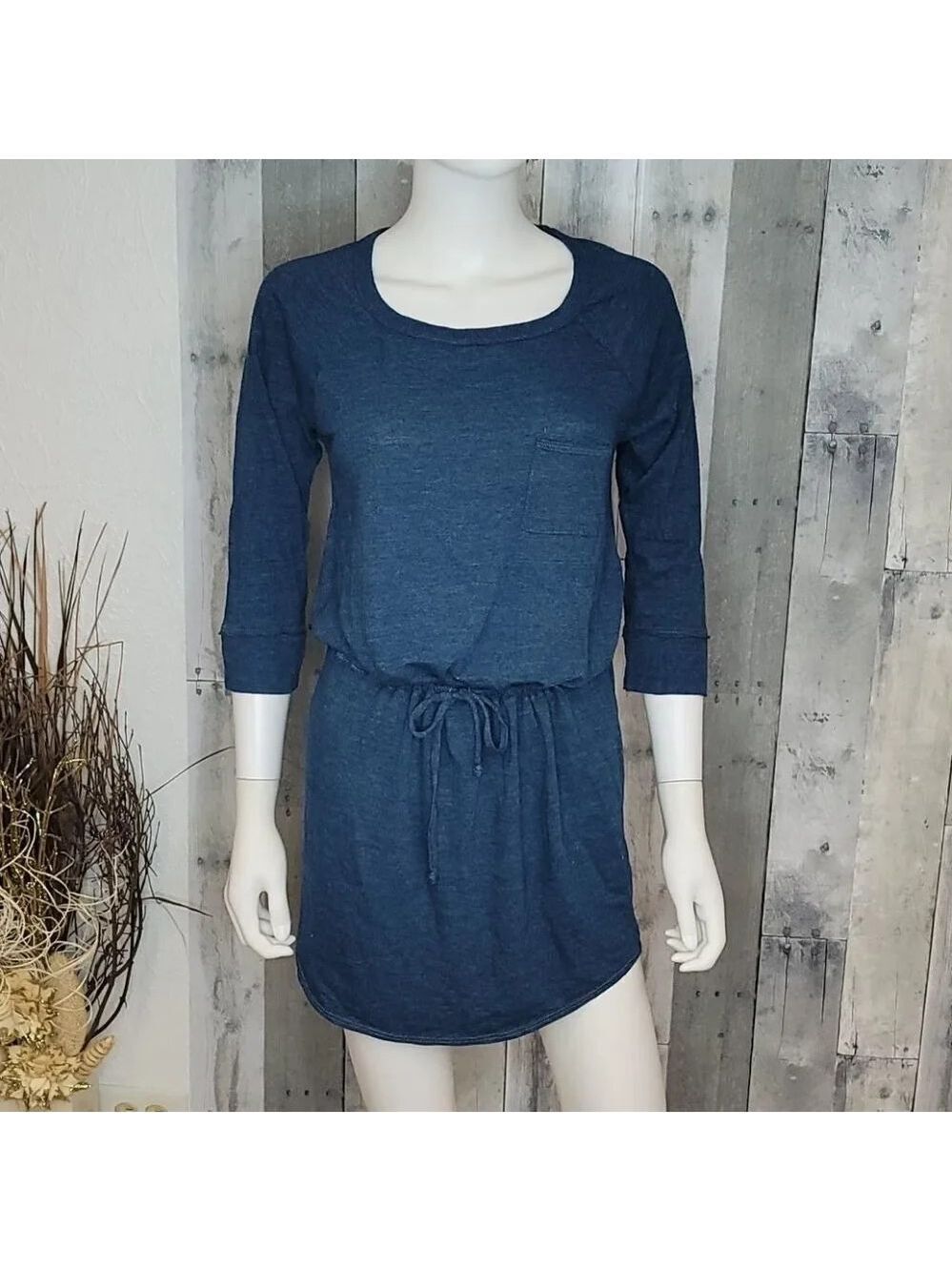 Chaser Dark Blue drape back mini dress